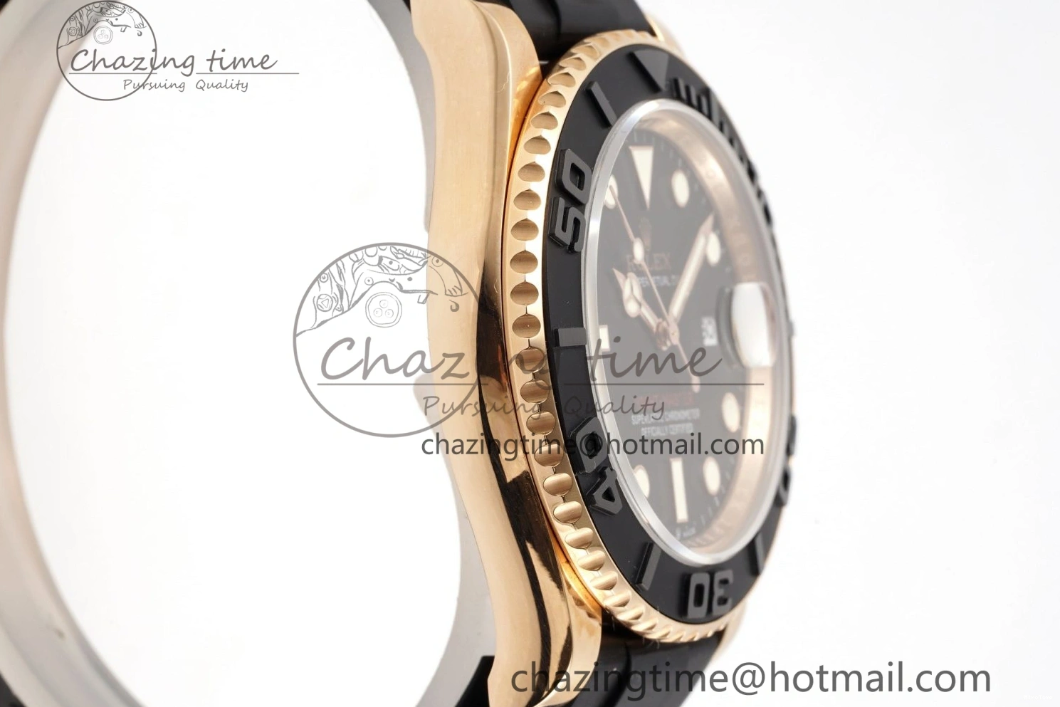 MiroTime 0213 RelaxedFit Yacht-Master 126655 RG APSF Best Edition Black Dial on Black Rubber Strap A 1949